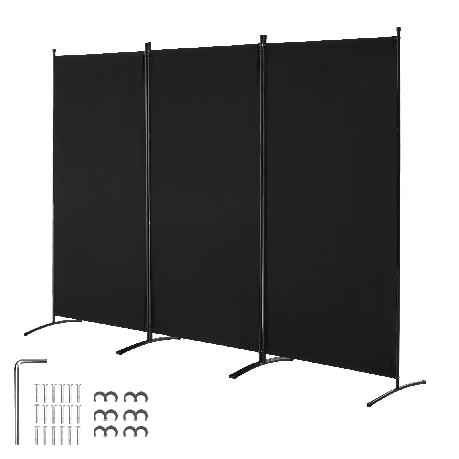 KFFKFF Space Separator, Tri-fold Privacy Barrier, Collapsible Seclusion Panel and Detachable Space Divider for Area Division, Self-standing Dividers for Workspace, Sleeping Area, Study Room, Ebony