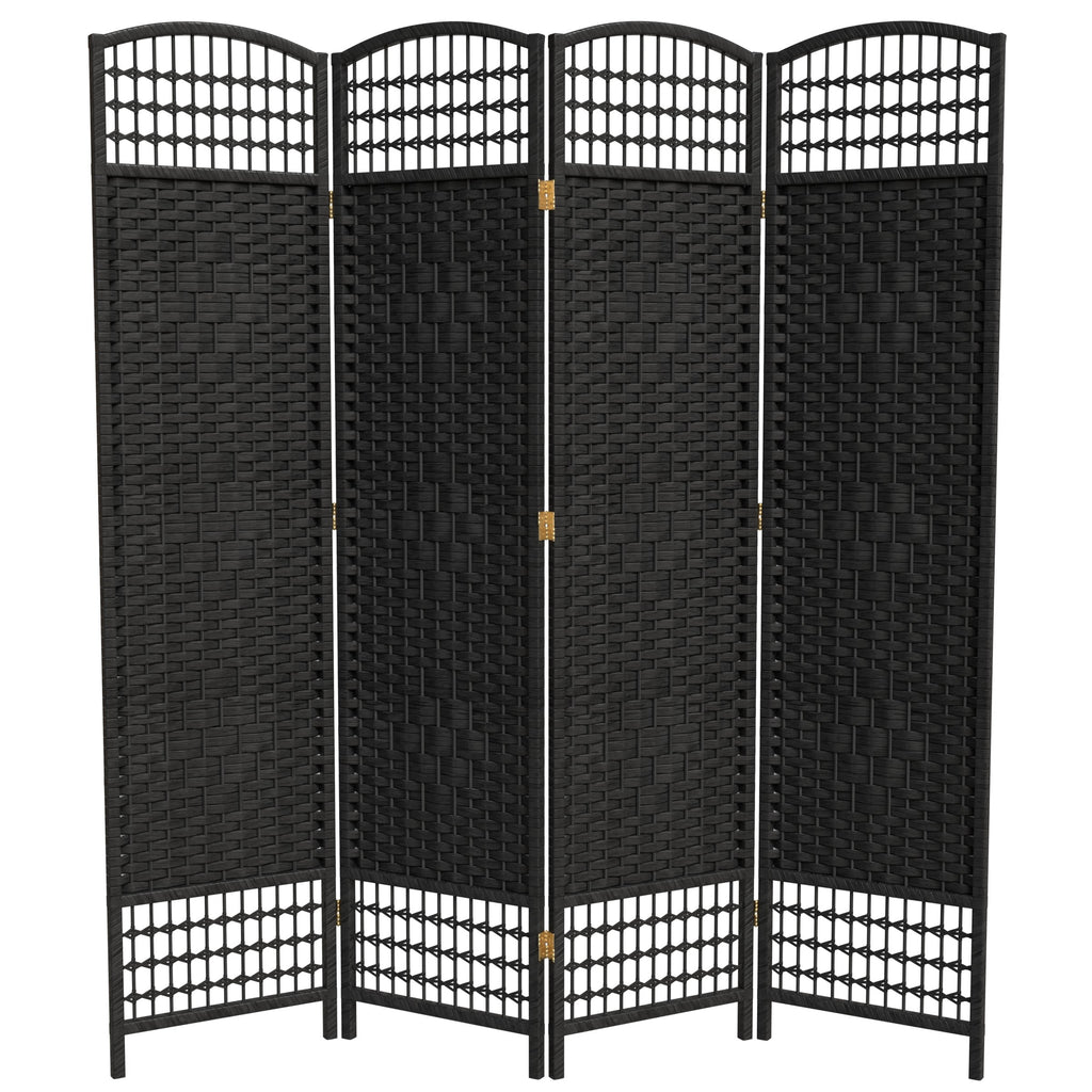 Red Lantern 4 ft. Short Fiber Weave Folding Screen - Natural - 6 Panels